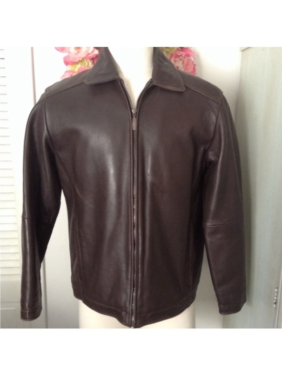 Claiborne Other - Claiborne Dark Brown Lambskin Leather Zip Bomber Jacket